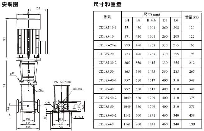 日韩AV电影在线播放 CDLF系列轻型不锈钢立式多级泵安装尺寸及重量